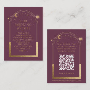 Mystical Plum Gold Wedding Website UAWG QR Code Begleitkarte