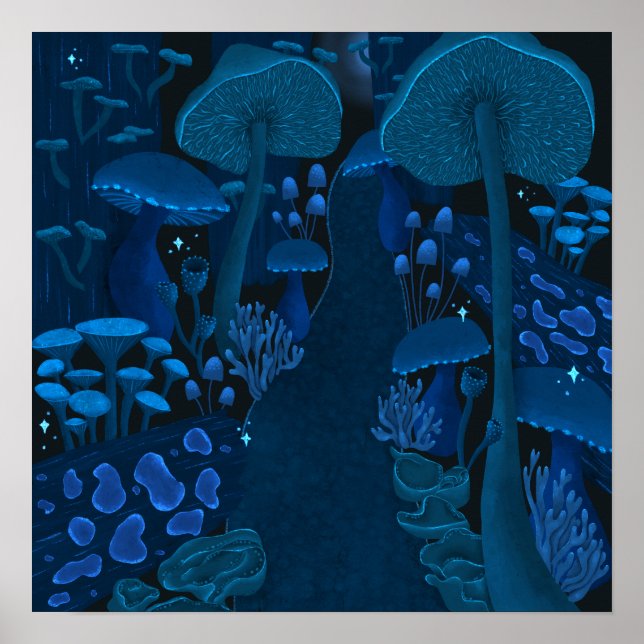 Mystical Psychedelic Fungi Forest Poster (Vorne)
