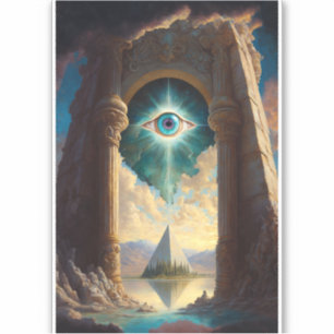 Mystical Pyramid Eye Art Sticker