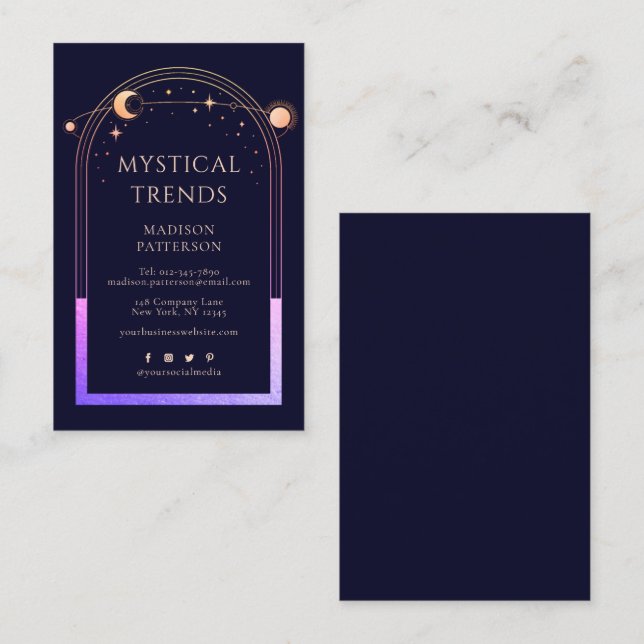 Mystical Rainbow Blue Sun Moon Astronomie Space Visitenkarte (Vorne/Hinten)