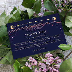 Mystical Rainbow Blue Sun Moon Stars Foto Wedding Dankeskarte