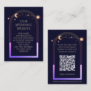 Mystical Rainbow Blue Wedding Website UAWG QR Code Begleitkarte