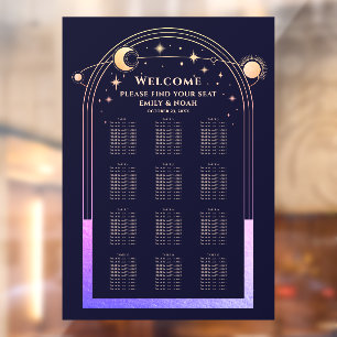 Mystical Rainbow Navy Blue Sun Moon Stars Hochzeit Fensteraufkleber