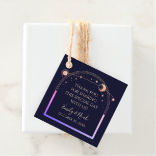 Mystical Rainbow Navy Blue Sun Moon Stars Hochzeit Geschenkanhänger