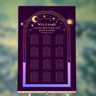 Mystical Rainbow Plum Sun Moon Stars Wedding Acrylschild