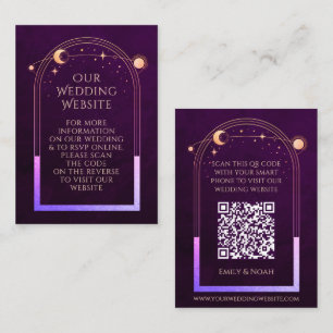 Mystical Rainbow Plum Wedding Website UAWG QR Code Begleitkarte