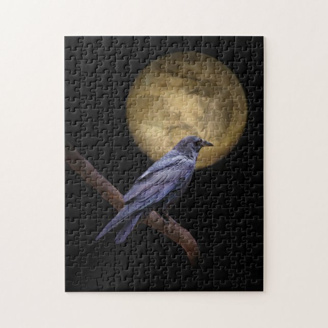 Mystical Raven and Moon at Night Challenging Puzzle (Vertikal)