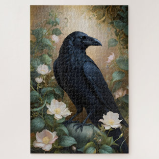 Mystical Raven & Bloom - Zauberhafte Fantasiekunst Puzzle