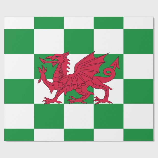 Mystical Red Celtic Dragon Flag Wales Geschenkpapier (Flach)
