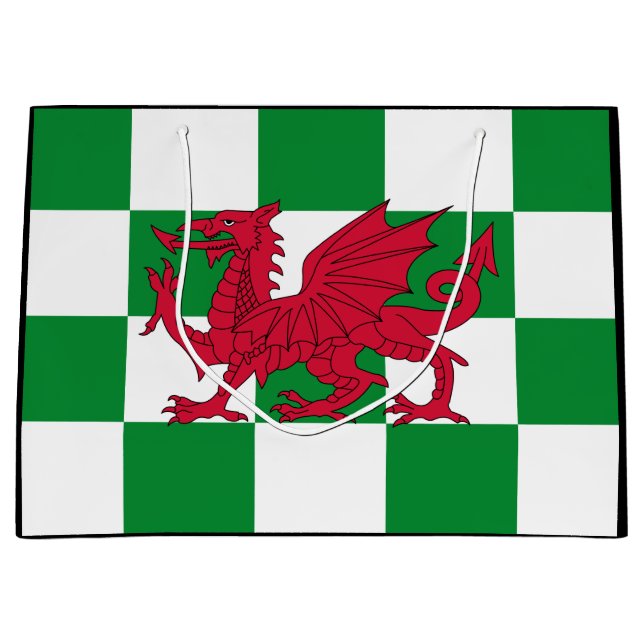 Mystical Red Celtic Dragon Flag Wales Große Geschenktüte (Vorderseite)