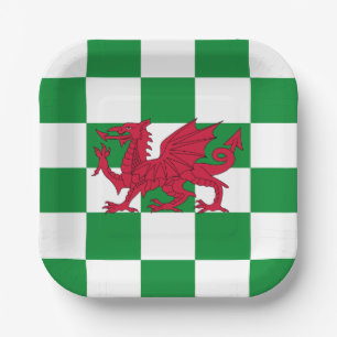 Mystical Red Celtic Dragon Flag Wales Pappteller