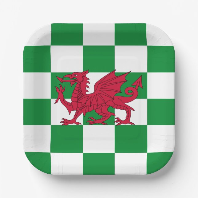 Mystical Red Celtic Dragon Flag Wales Pappteller (Vorderseite)