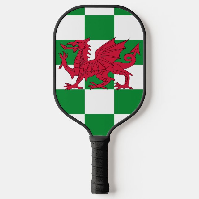 Mystical Red Celtic Dragon Flag Wales Pickleball Schläger (Vorderseite)