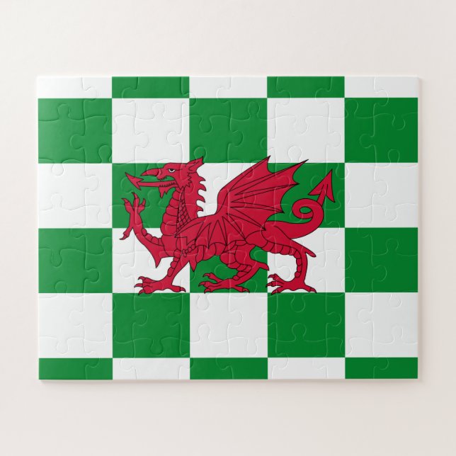 Mystical Red Celtic Dragon Flag Wales Puzzle (Horizontal)