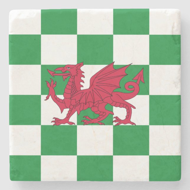 Mystical Red Celtic Dragon Flag Wales Steinuntersetzer (Vorderseite)