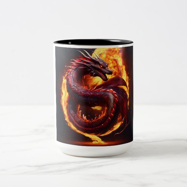Mystical Red Dragon Zweifarbige Tasse (Mittel)