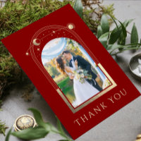 Mystical Red Gold Sun Moon Stars Foto Hochzeit