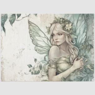 Mystical Sage Green Fairy Decoupage Seidenpapier