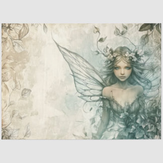 Mystical Sage Green Fairy Decoupage Seidenpapier