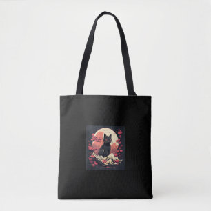 Mystical Sakura Night_ Schwarze Katze mit Vollmond