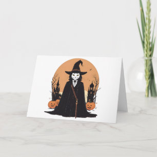 Mystical Salem Black Cat mit Pumpkins Einladung