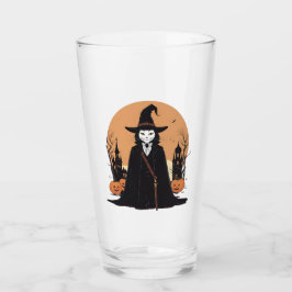 Mystical Salem Black Cat mit Pumpkins Glas