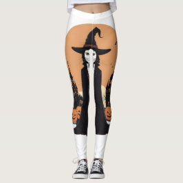 Mystical Salem Black Cat mit Pumpkins Leggings
