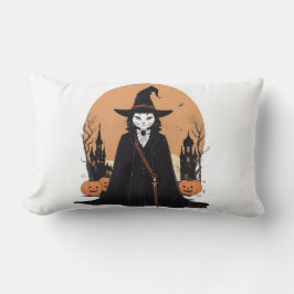Mystical Salem Black Cat mit Pumpkins Lendenkissen