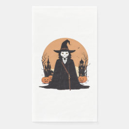 Mystical Salem Black Cat mit Pumpkins Serviette