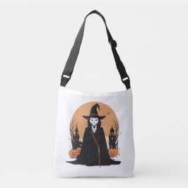 Mystical Salem Black Cat mit Pumpkins Tragetaschen Mit Langen Trägern