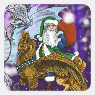 Mystical Santa Quadratischer Aufkleber