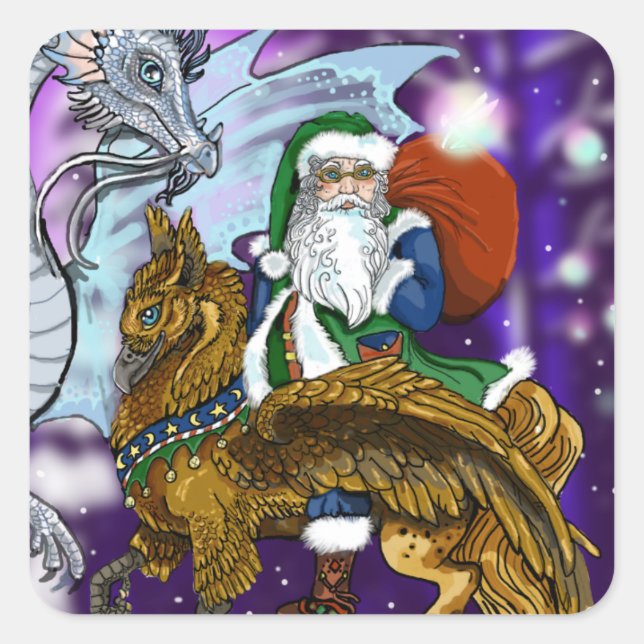 Mystical Santa Quadratischer Aufkleber (Vorderseite)
