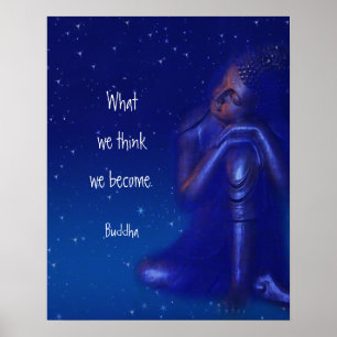 Mystical Sapphire Blue Buddha Hinweis Poster