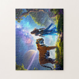 Mystical Scifi Fantasy Tiger and Goddess Warrior  Puzzle