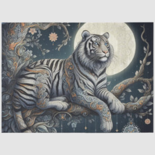 Mystical Silver Tiger mit Filigree Seidenpapier