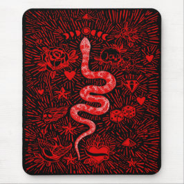 Mystical Snake Red Mousepad