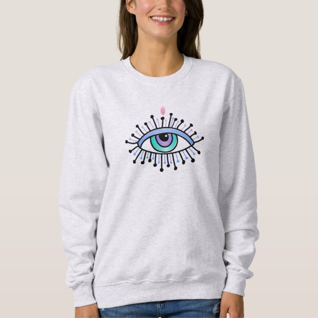 Mystical Spiritual Third Eye Yoga Grau Sweatshirt (Vorderseite)