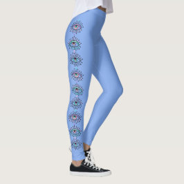 Mystical Spiritual Third Eyes Blue Leggings