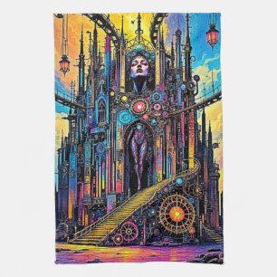 Mystical Steampunk Cathedral Geschirrtuch