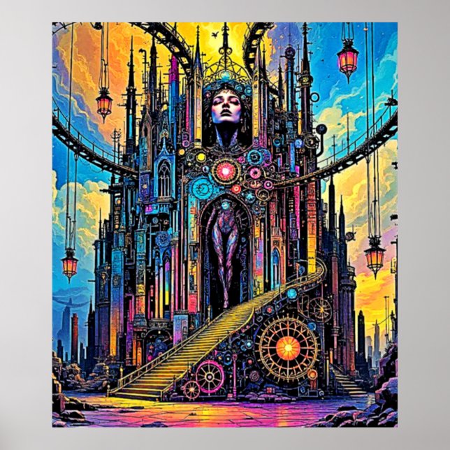 Mystical Steampunk Cathedral Poster (Vorne)