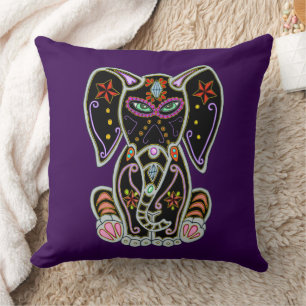 Mystical Sugar Skull Elephant Kissen