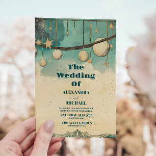 Mystical Sun Moon Astronomie Weltraumhochzeit Einladung