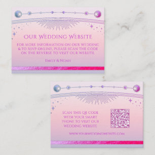 Mystical Sunset Pink Wedding Website UAWG QR Code Begleitkarte