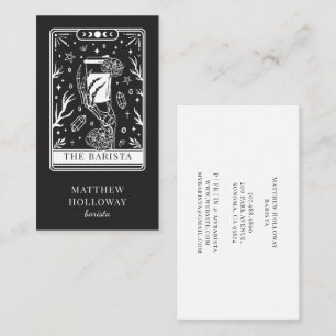 Mystical Tarot Charcoal Gray Barista Visitenkarte
