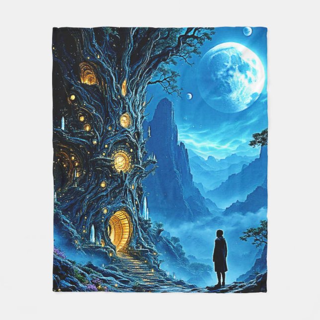 Mystical Tree Zuhause Dreamscape Fleecedecke (Vorderseite)