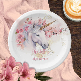 Mystical Unicorn Floral Girl 6. Geburtstagsparty Pappteller