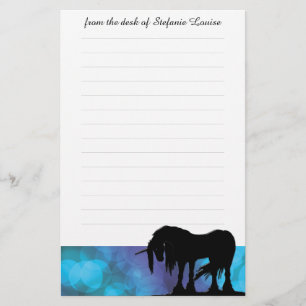 Mystical Unicorn mit Linien (blau/grün) Briefpapier