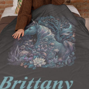 Mystical Unicorn - Personalisierter Fantasy-Wald Fleecedecke