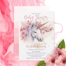 Mystical Unicorn | Pink Floral Girl Babydusche
