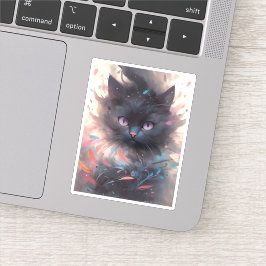 Mystical Watercolor Black Cat | Niedliche Katze Aufkleber
